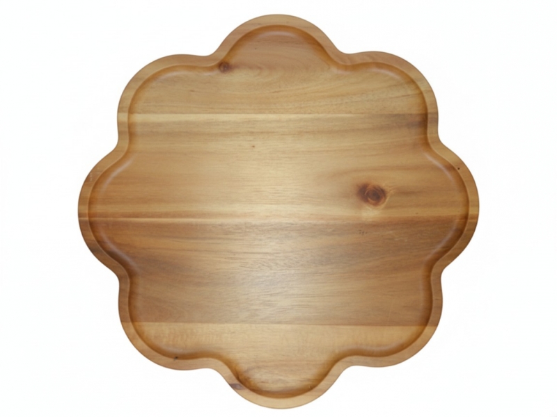 Scallop acacia wooden platter